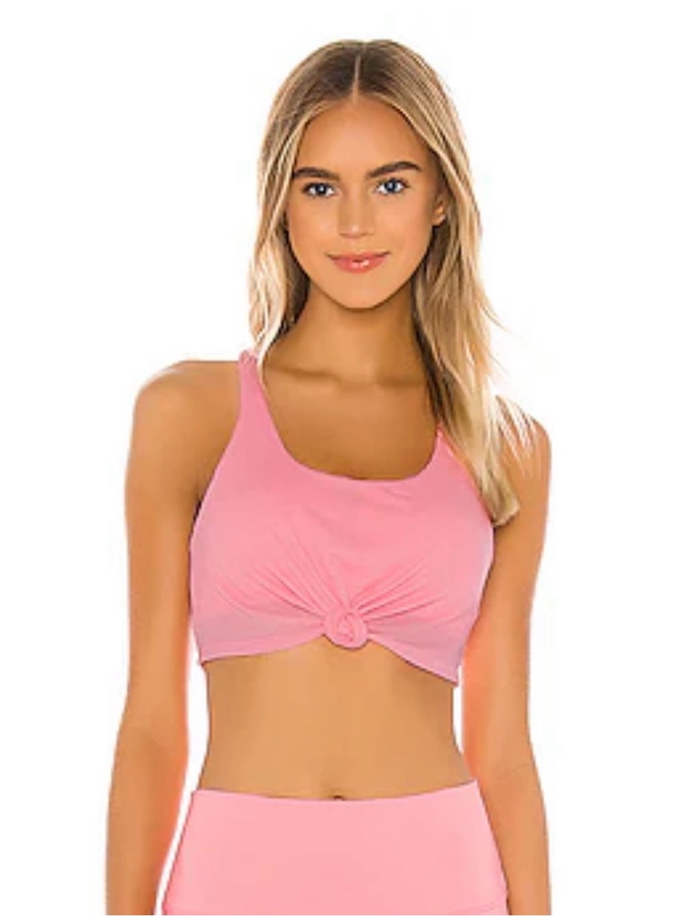 Alo Knot Tank Sports Bra, Pink, Size XS